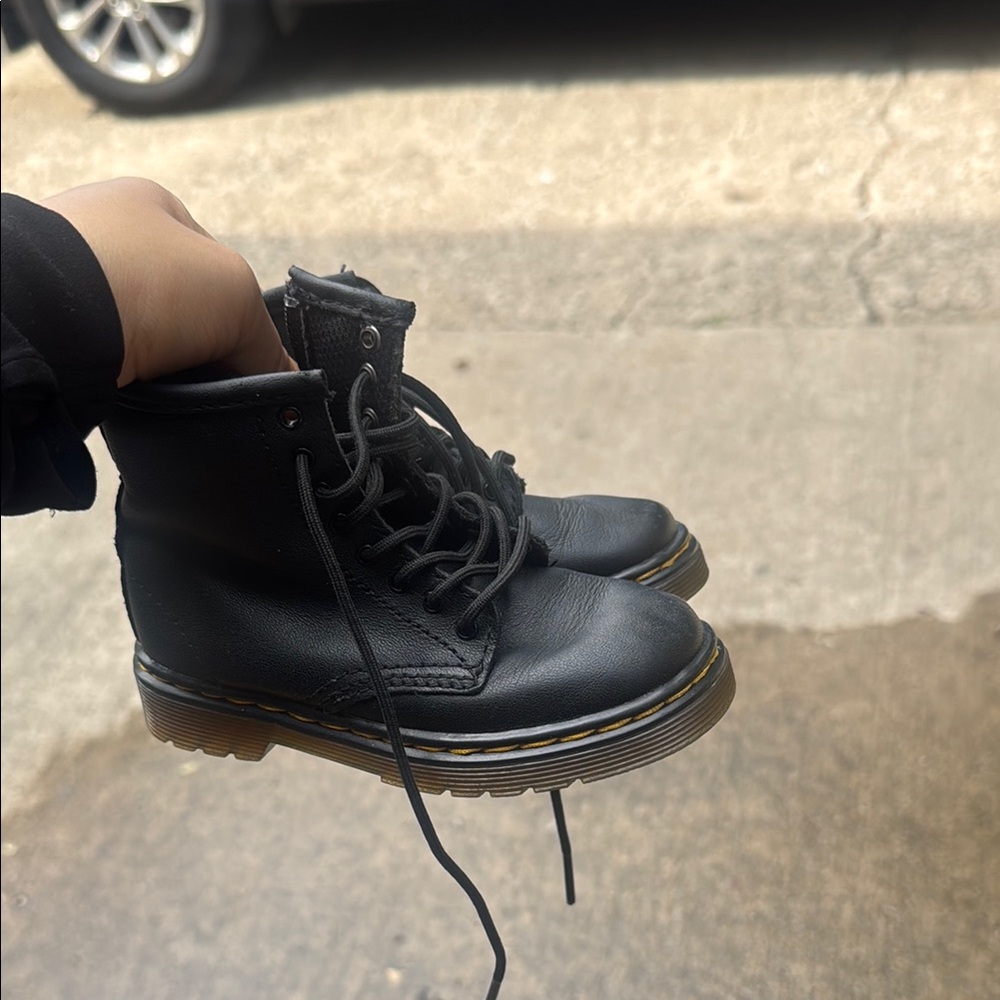 Black Leather Lace-Up Boots